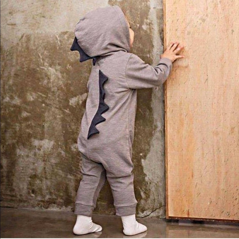 Gray Dinosaur Kids Bodysuit